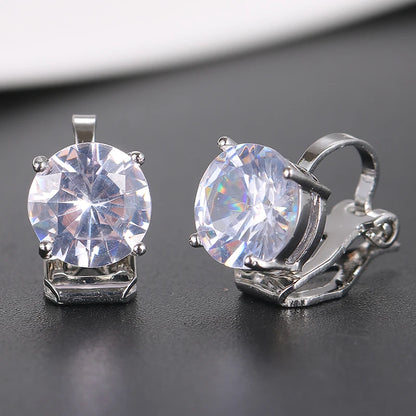 Water Drop Cubic Zirconia Clip Earrings With Elegant Blue Stone Earrings for Punk Girl Party Pendientes Mujer Moda