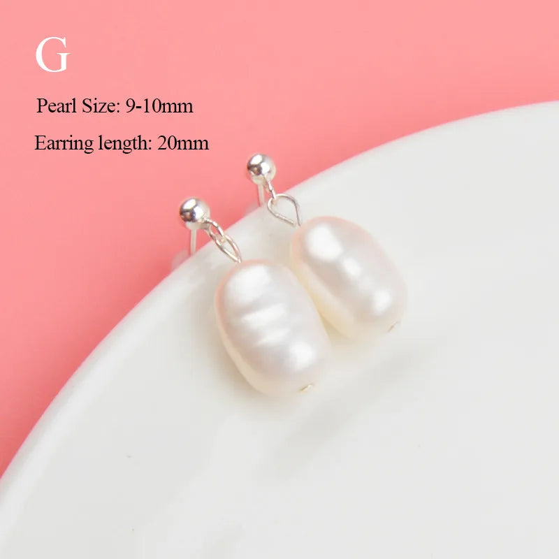 ASHIQI Natural Freshwater Pearl Earrings Real 925 Sterling Silver Long Korean Earrings for Women Big Baroque Pearl Jewelry