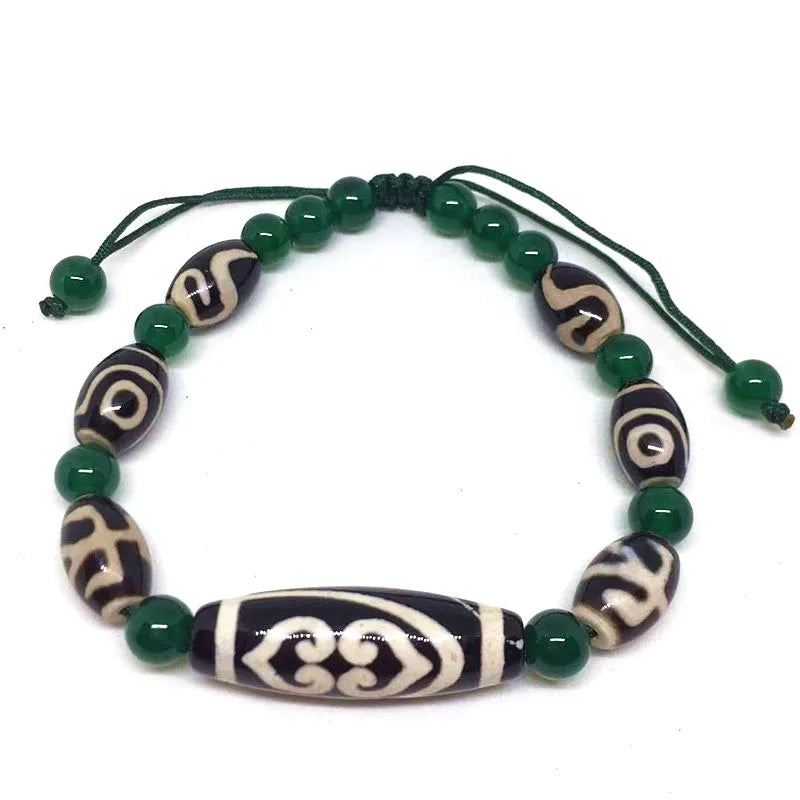 Tibet Dzi Beads Bracelet Natural Stone 9 Eyes and 3 Eyes Beads Fengshui Beads Bracelet