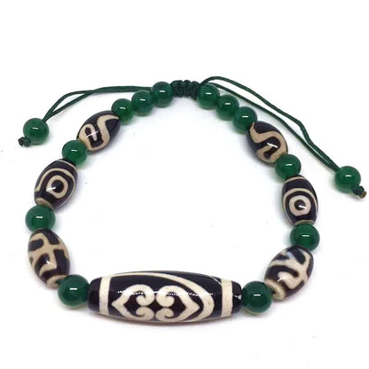 Tibet Dzi Beads Bracelet Natural Stone 9 Eyes and 3 Eyes Beads Fengshui Beads Bracelet
