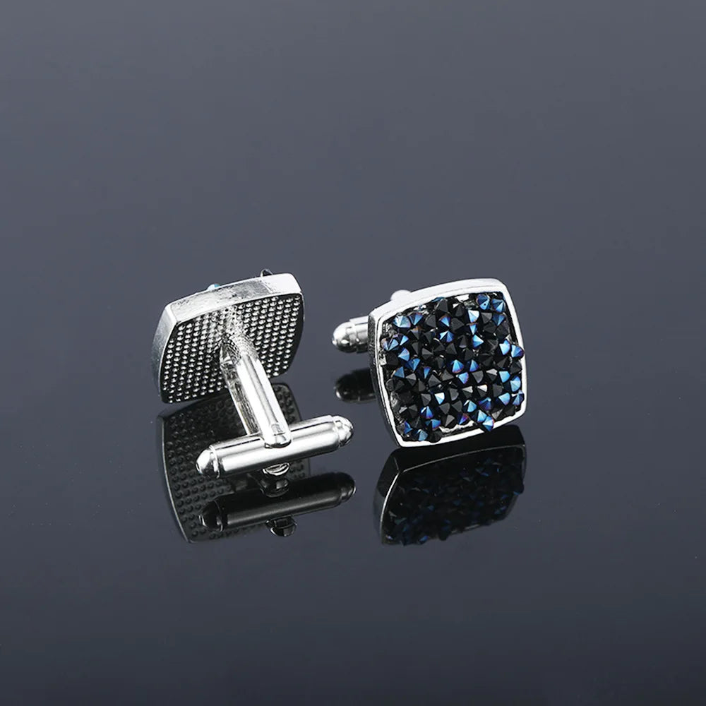 Simple Luxury Colorful Drusy Stone Cufflinks for Men Women Round Rhinestone Cuff Links Novelty Shirt Sleeve Buttons Accessories