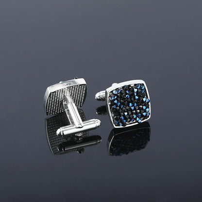 Simple Luxury Colorful Drusy Stone Cufflinks for Men Women Round Rhinestone Cuff Links Novelty Shirt Sleeve Buttons Accessories
