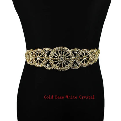 Handmade Silver Bridal Belt Rhinestone Waistband Applique for Evening Prom Dresses Wedding Decoration White Beige Sash Ribbon