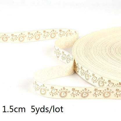 5yards Cartoon Printed Cotton Ribbons Hairbows Christmas Decoration for Home Gif