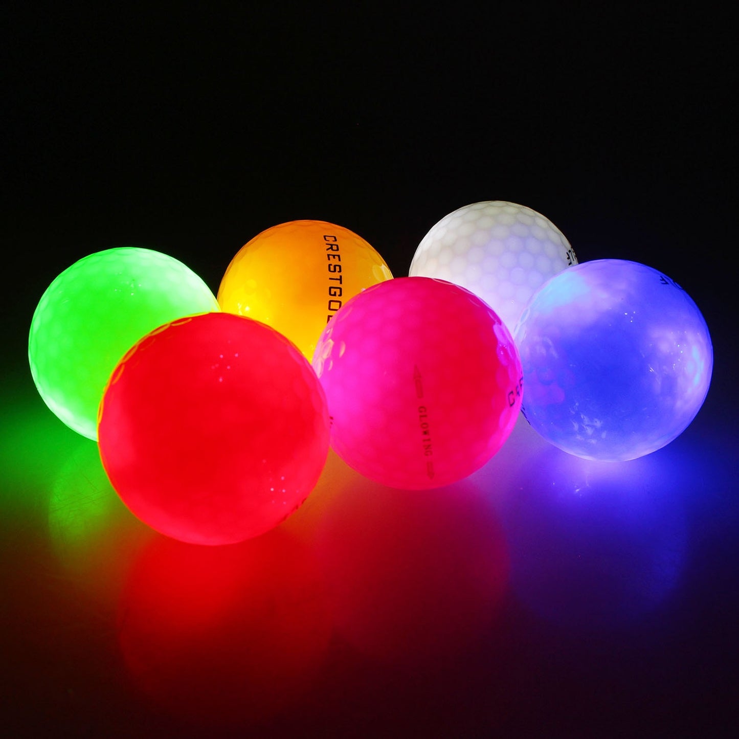 10 Pack Crestgolf Glow in the Dark Golf Balls for Night Light Up LED Golf Ball Six Colors for Your Choice
