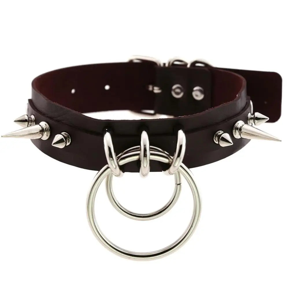 KMVEXO Punk Spike Metal Collar Girls Leather Harness Choker Necklace for Women Party Club Chockers Gothic Jewelry Harajuku 2019