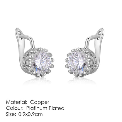 ZHOUYANG Stud Earrings for Women Classic Six Claw Clear AAA+Cubic Zirconia Rose Gold Color Fashion Jewelry for Girls KAE094