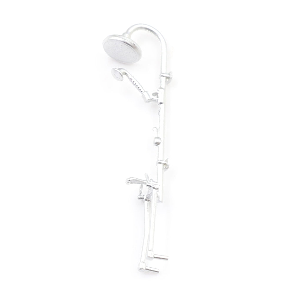 Towel Rack Shower Faucet Tissue Toothbrush Toothpaste Cup Baskets Hair Dryer 1/12 DIY Dollhouse Bathroom Furniture Accessories