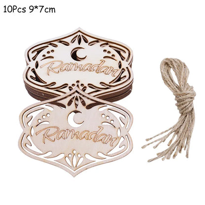 Wooden EID Mubarak Decoration Ramadan Mubarak Ornaments Islamic Muslim Pendant Eid Al Adha Party Supplies Ramadan Kareem