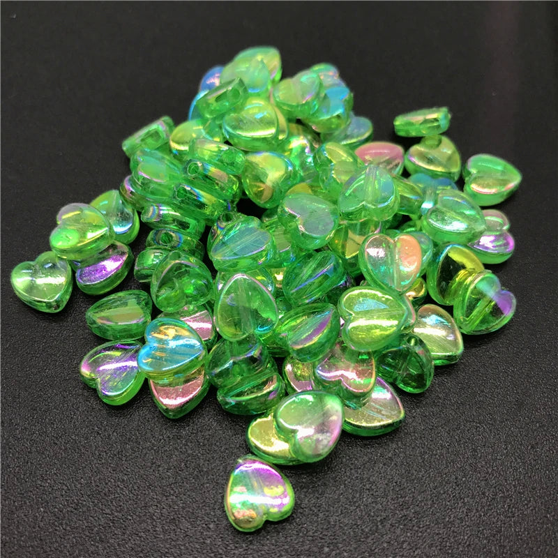 100pcs 8mm Acrylic Spacer Beads Heart-Shaped Charm Transparent Rainbow Color Beads for Jewelry Making DIY Jewelry Accessories