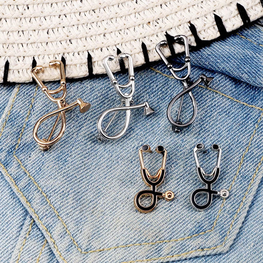 High Quality 2 Style Brooches Doctor Nurse Stethoscope Brooch Medical Jewelry Enamel Pin Denim Jackets Collar Badge Pins Button