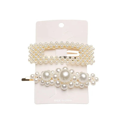 5Pcs/Set Pearl Hair Clip Snap Button Hair Pins for Women Sweet Pearl Hairpin Hair Clips Jewelry Lady Barrette Stick