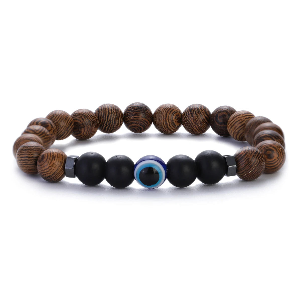 8mm New Natural Wood Beads Bracelets Men Black Ethinc Meditation White Bracelet Women Prayer Jewelry Yoga Bracelet Homme