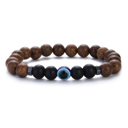 8mm New Natural Wood Beads Bracelets Men Black Ethinc Meditation White Bracelet Women Prayer Jewelry Yoga Bracelet Homme