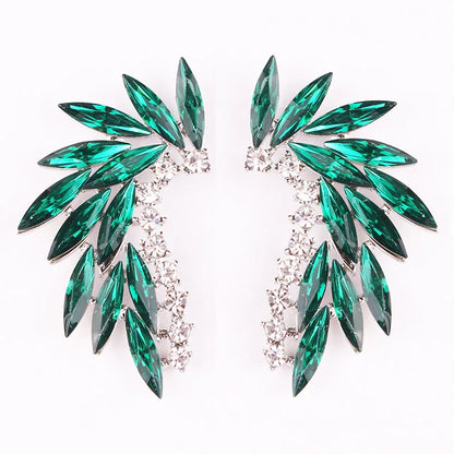 LUBOV Shining Rhinestone Wings Stud Earrings Acrylic Crystal Stone Women Piercing Earrings Trendy Wedding Jewelry Christmas