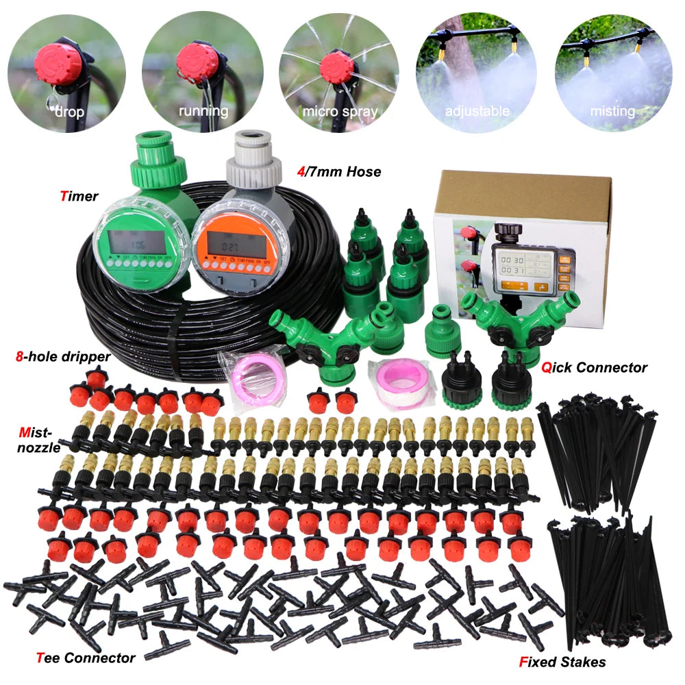 MUCIAKIE 5m-50m Automatic Garden Watering System Kits Self Garden Irrigation Watering Kits Micro Drip Mist Spray Cooling System