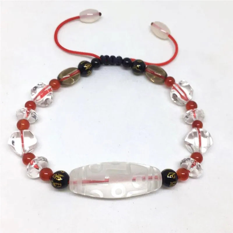 Tibet Dzi Beads Bracelet Natural Stone 9 Eyes and 3 Eyes Beads Fengshui Beads Bracelet