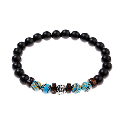 Buddhism Yoga Balance Bracelet Men Bileklik Black Matte Natural Stone Beads Bracelet for Women Braclet Jewelry AB216