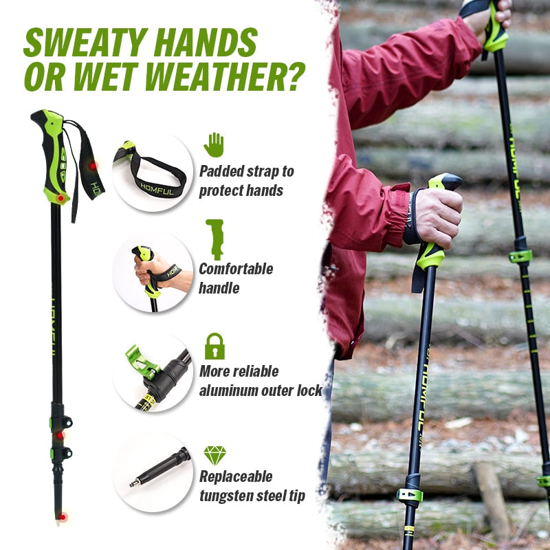 Homful/Hitorhike for Nordic Walking Sticks Camping Hiking Ultralight Adjustable Telescopic Alpenstock Trekking Poles Climbing