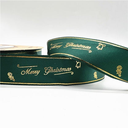 5yards 1inch 25mm Christmas Ribbon Printed Christmas Polyester Ribbon for Handmade Design Christmas Decoration DIY