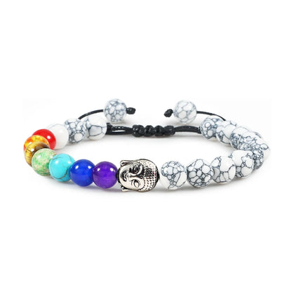 Natural Stone Tiger Eye 7 Chakra Bracelets & Bangles Yoga Balance Beads Buddha Prayer Elastic Bracelet Men Pulseira Masculina