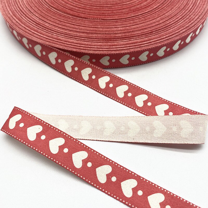 New 5yards 15mm Christmas Printed Polyester Cotton Ribbon DIY Wedding Christmas Party