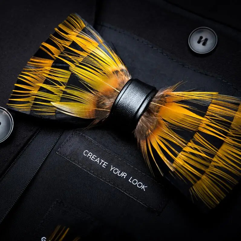 RBOCOTT Feather Bow Ties Men's Luxury Bowtie With Box Fashion Peacock Feather Bow Ties for Men Business Party Wedding