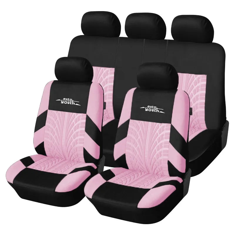 AUTOYOUTH Car Seat Covers Full Set Car Seat Protector Auto Seat Covers Polyester Fabric Universal Fits Most Cars Covers Orange