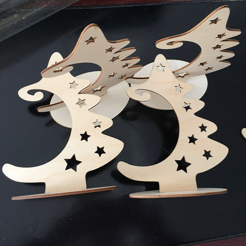 Wood Slices With Stand Natural Unfinished Christmas Wooden Tree Star Crafts for
