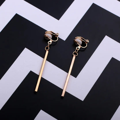 Simple Fashion Gold Color Silver Plated Geometric Big Round Clip Earrings for Women Fashion Big Hollow Ear Clip Jewelry