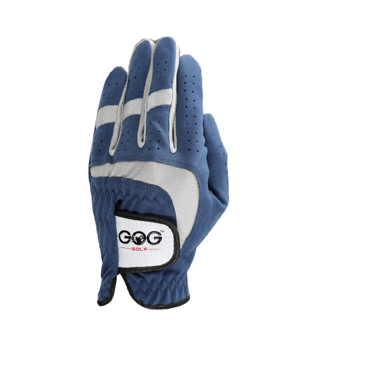 Pack 1 Pcs Mens Golf Glove Breathable Blue Micro Soft Fabric Left/Right LH RH Hand Non-Slip Gloves for Men