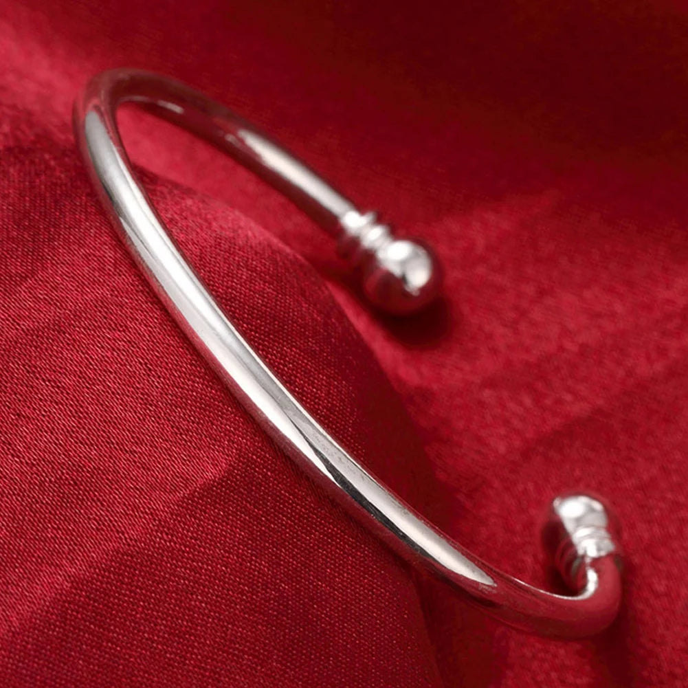 Andara 925 Sterling Silver Round Heart Open Bracelet for Women Jewelry Cuff Bangles
