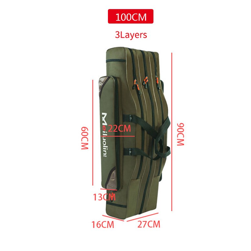 Oxford Fishing Bag Thicken 2/3 Layers 120cm Portable Fishing Tackle Bag Folding Fishing Rod Handbag Big Capacity Backpack XA115G