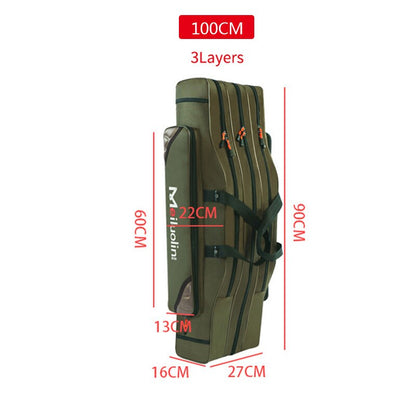 Oxford Fishing Bag Thicken 2/3 Layers 120cm Portable Fishing Tackle Bag Folding Fishing Rod Handbag Big Capacity Backpack XA115G