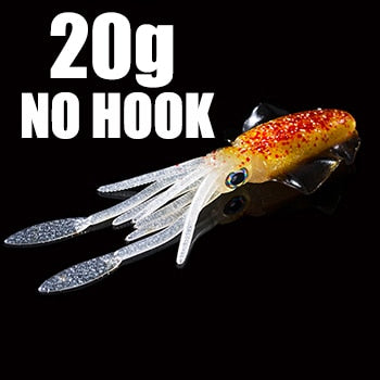 SUNMILE Fishing Soft Squid Lure 20g/60g/80g/100g/120g/150g Luminous/Uv Squid Jig Fishing Lures for Sea Fishing Wobbler Bait