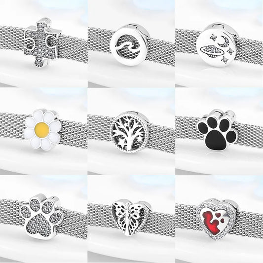 High Quality Clip Beads 925 Sterling Silver Hearts and Round Charms Fit Original Reflexions Bracelet Charms Jewelry Making