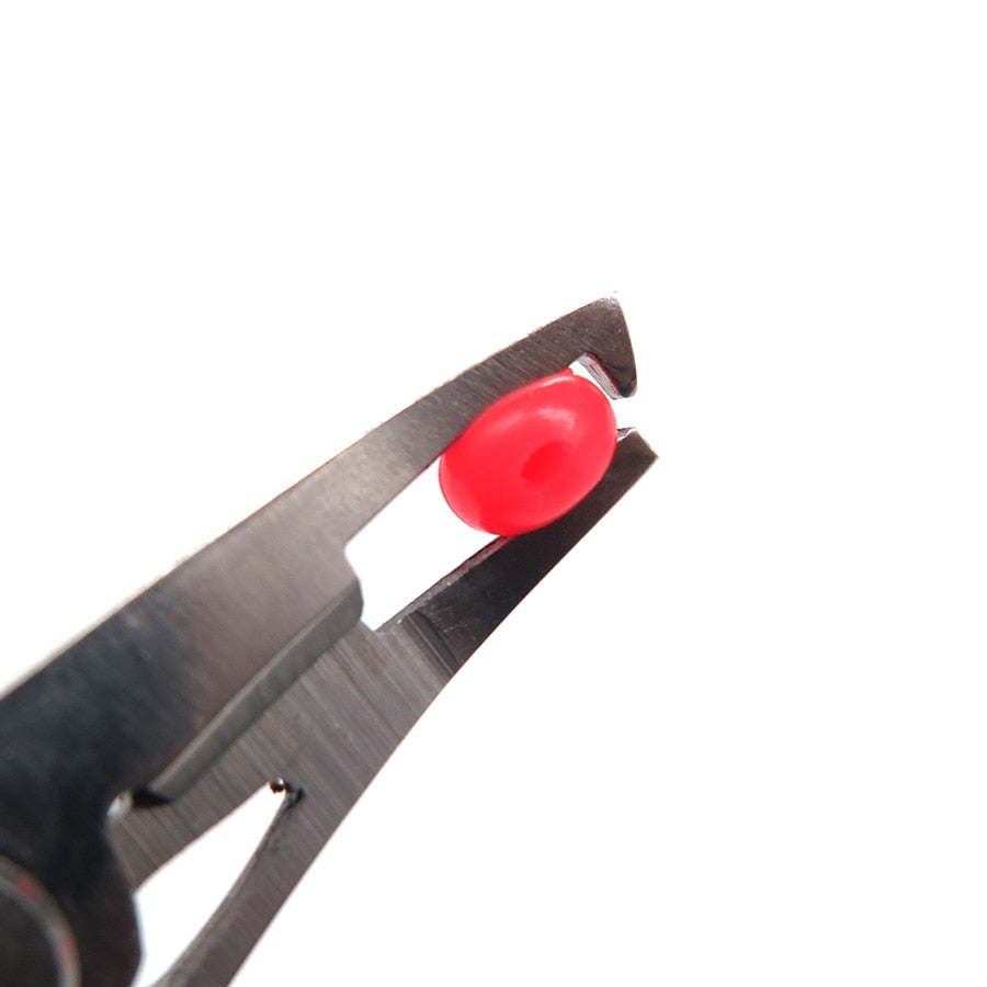 Minfishing 200 Pcs Red Soft Glowing Fishing Beads for Night Fishing Round/Oval Stopper Luminous Beads Fishing Accessories