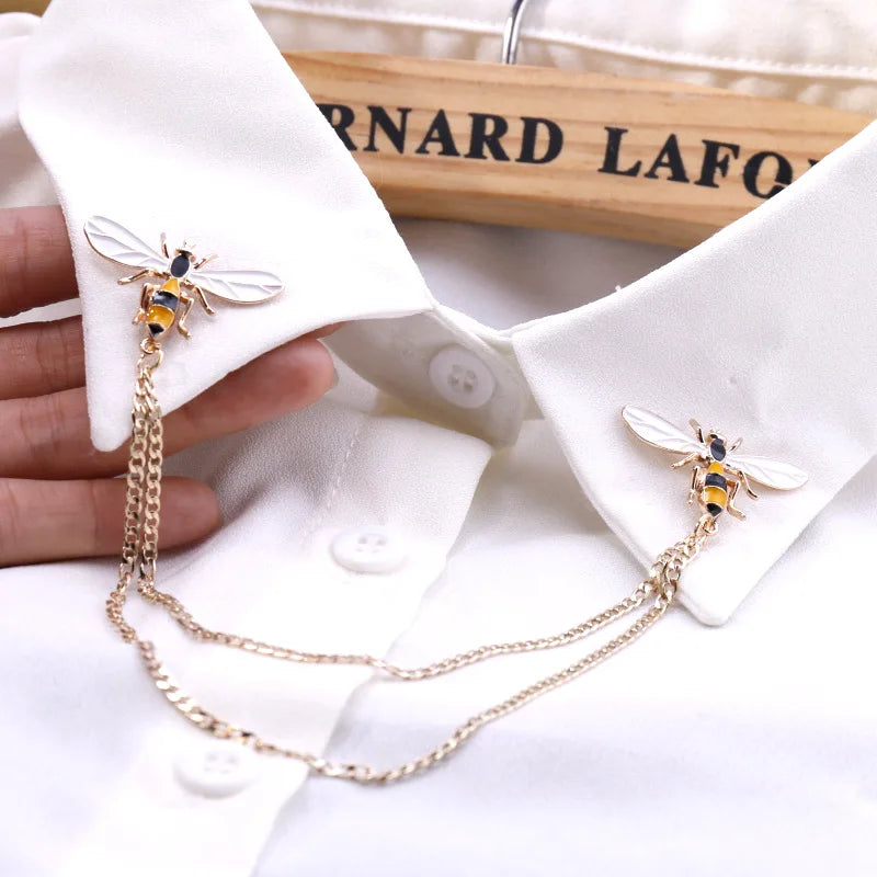 Cute Bee Vintage Brooches Pins Animal Alloy Metal Chain Brooch Broches Man Suit Shirt Collar Tassel Lapel Pin Women Jewelry