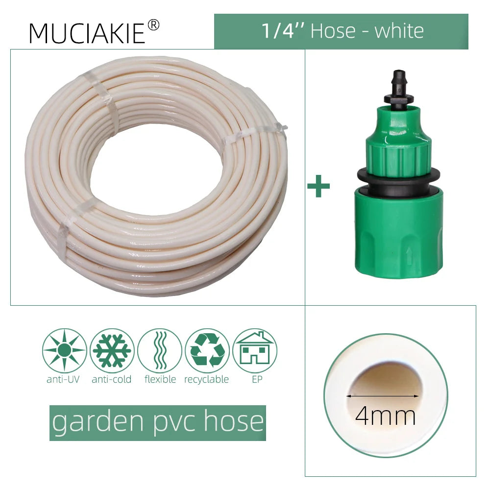 10/20/25/40 Meter 4/7mm Garden Water Hose With Quick Connector Micro Drip Misting Irrigation Tubing Pipe PVC Hose 1/4'' New Hose