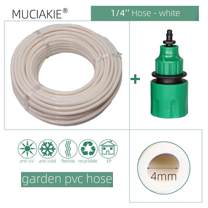10/20/25/40 Meter 4/7mm Garden Water Hose With Quick Connector Micro Drip Misting Irrigation Tubing Pipe PVC Hose 1/4'' New Hose