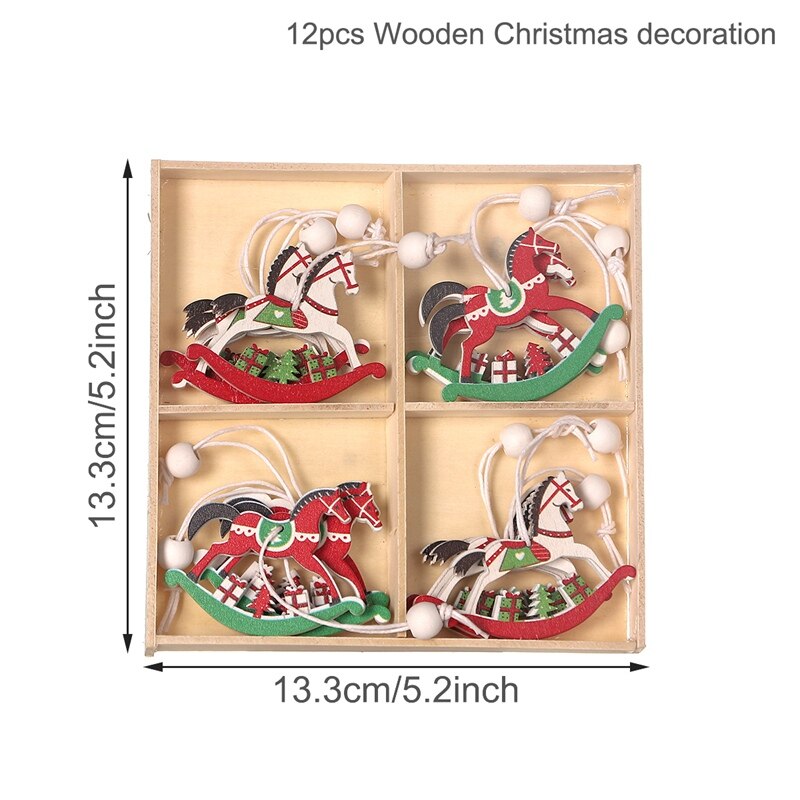 Wooden Christmas Pendant Merry Christmas Decor for Home 2023 Navidad Ornaments C