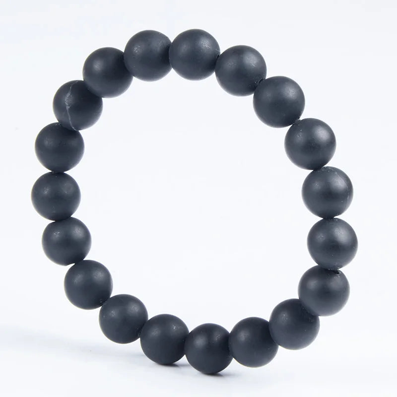100%Quality Real Bianshi Black Natural Stone Bracelet Carve Black Beads Bracelet for Men&Women Jewelry