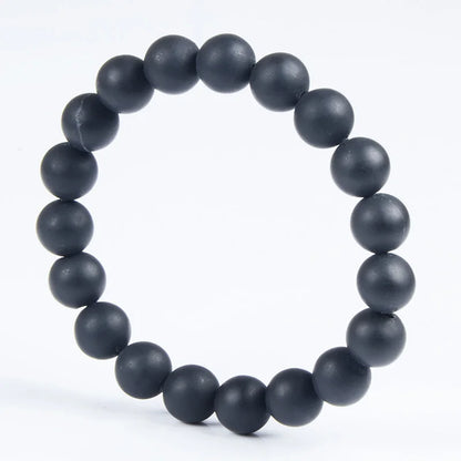 100%Quality Real Bianshi Black Natural Stone Bracelet Carve Black Beads Bracelet for Men&Women Jewelry