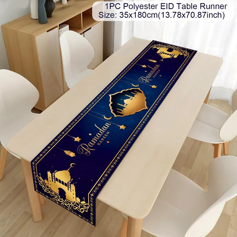 Ramadan Decoration Table Runner EID Mubarak Decor for Home Tablecloth Ramadan Kareem Islamic Muslim Party Eid Al Adha