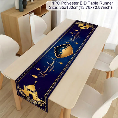 Ramadan Decoration Table Runner EID Mubarak Decor for Home Tablecloth Ramadan Kareem Islamic Muslim Party Eid Al Adha