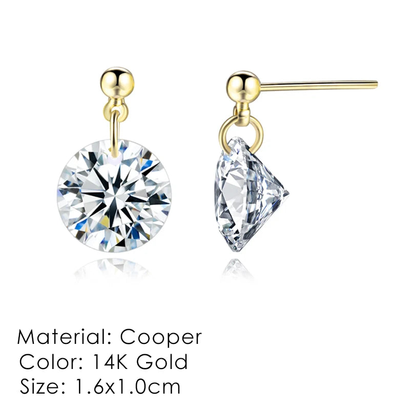 ZHOUYANG Stud Earrings for Women Classic Six Claw Clear AAA+Cubic Zirconia Rose Gold Color Fashion Jewelry for Girls KAE094