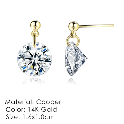 ZHOUYANG Stud Earrings for Women Classic Six Claw Clear AAA+Cubic Zirconia Rose Gold Color Fashion Jewelry for Girls KAE094