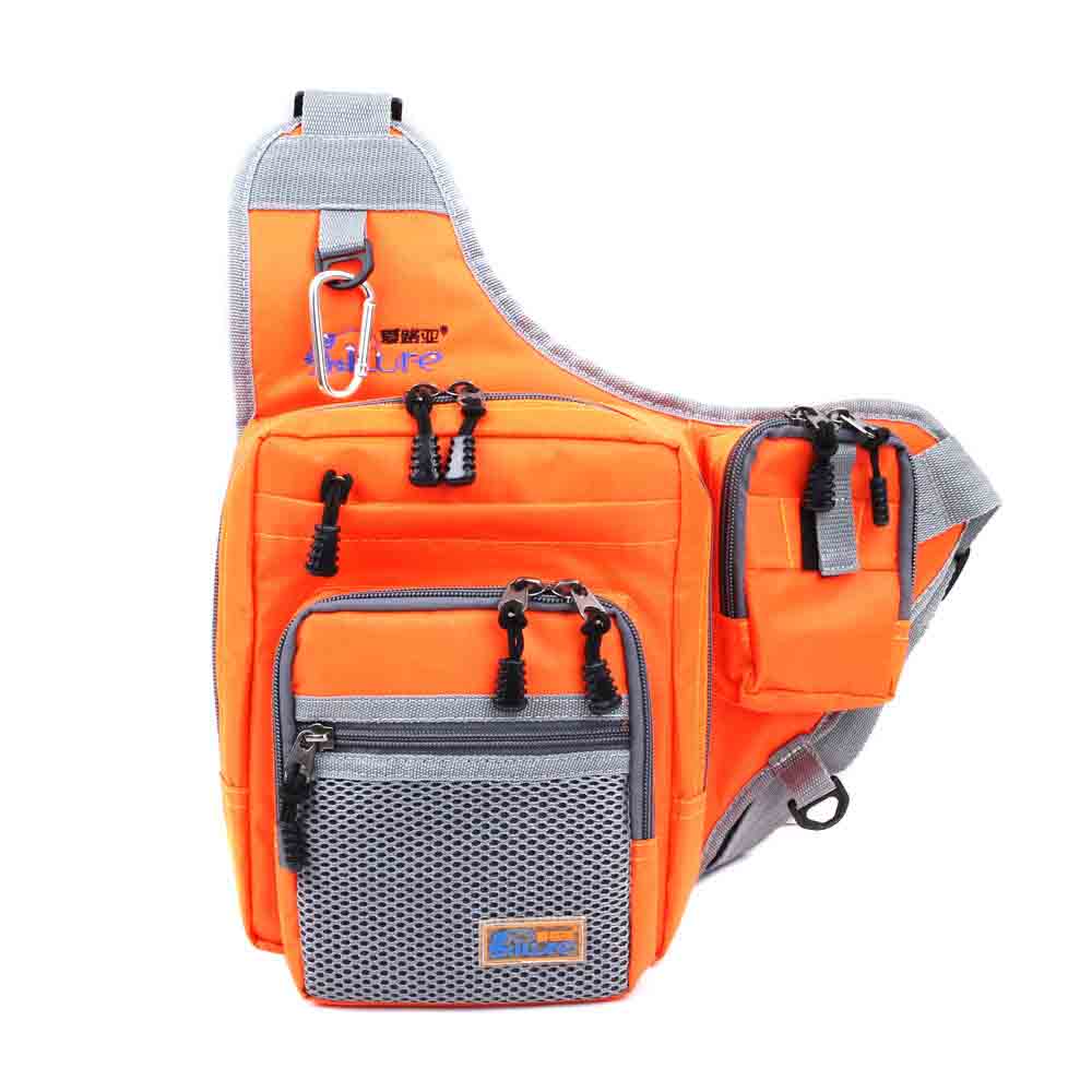 iLure Fishing Bag Canvas Carp Fishing Reel Tackle Lure Bag Green/Orange/Black 32*39*12CM Multifunction Waterproof Fishing Bag