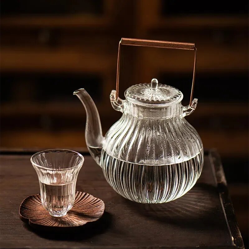 750ml Heat Resistant Glass Teapot Cup Set Handmade Chrysanthemum Petals Shape Go