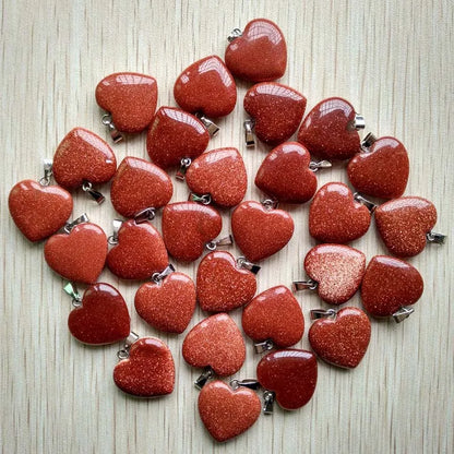 50pcs/Lot 2022 Assorted Heart Natural Stone Charms Pendants for Jewelry Making Good Quality 20mm